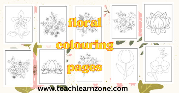 floral colouring pages
